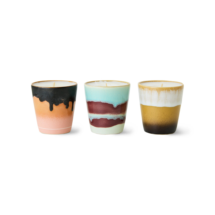 HKLIVING: 70s Ceramics: Christmas Special Candle Mini, Frost & Firewood (set of 3)