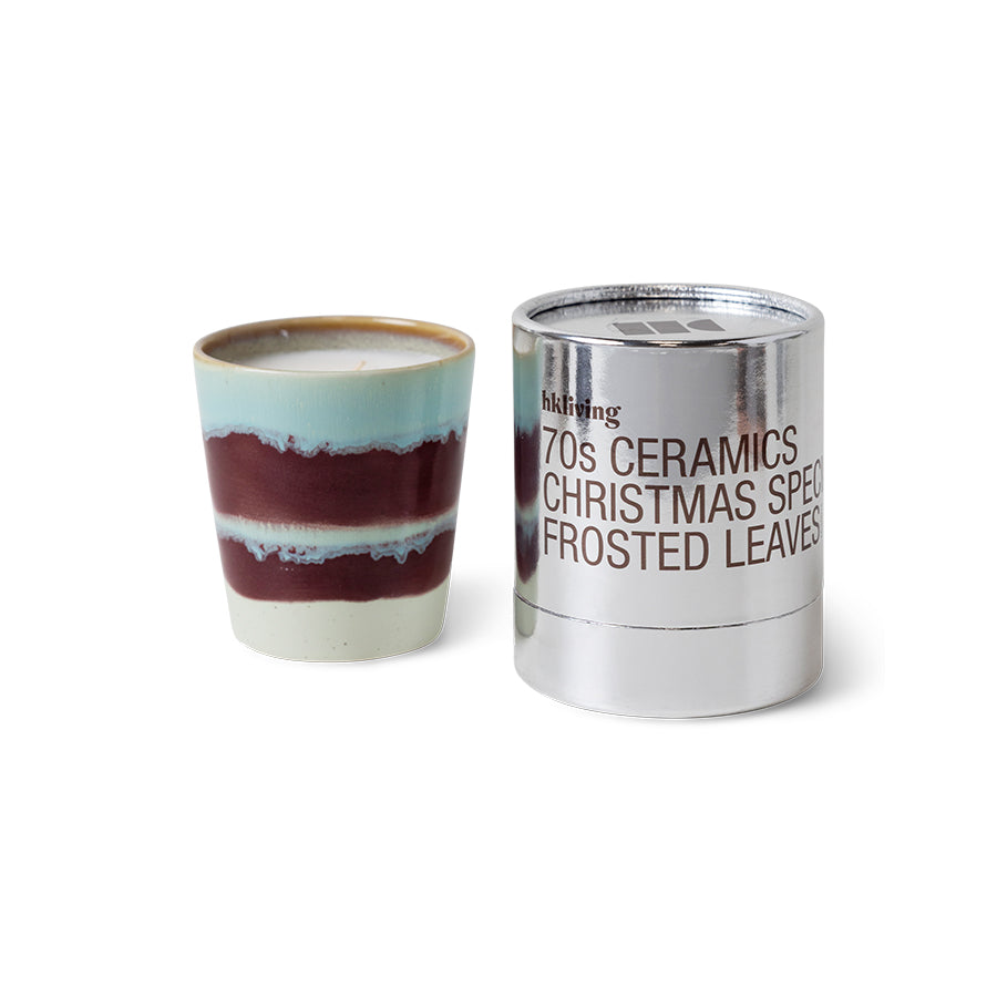 HKLIVING: 70s Ceramics: Christmas Special Candle, Frosted Leaves