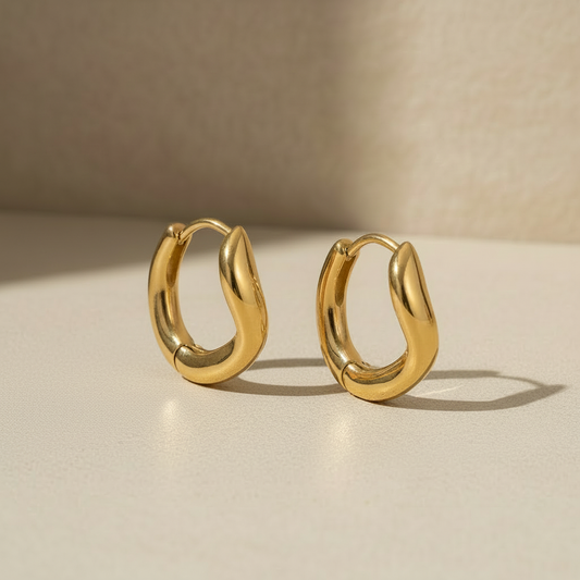 Gold Lunar -  Wavy Hoops