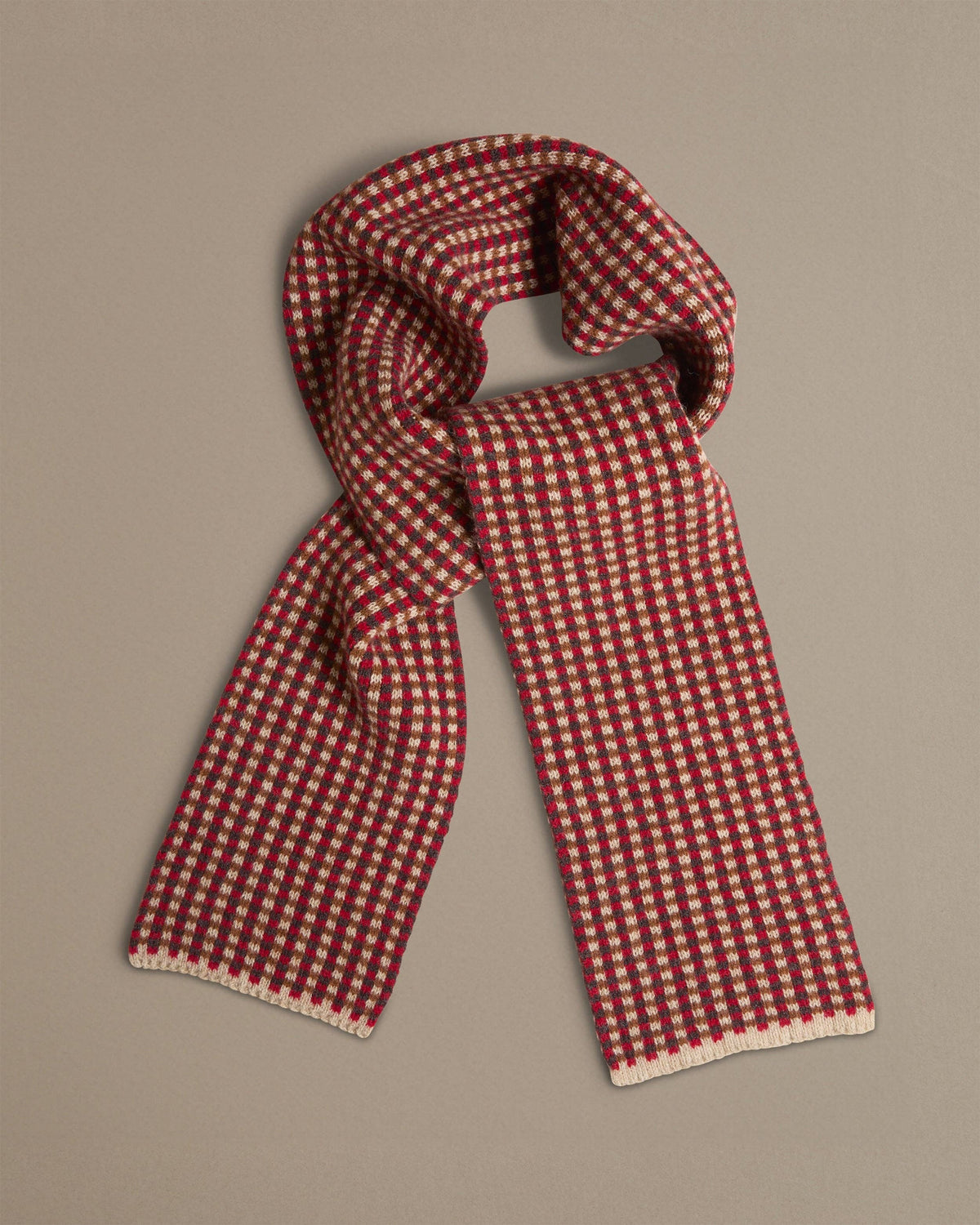 Rove Knitwear - Small Check Scarf, Red