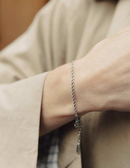 Nordic Muse -Silver 2mm Rope Twist Bracelet