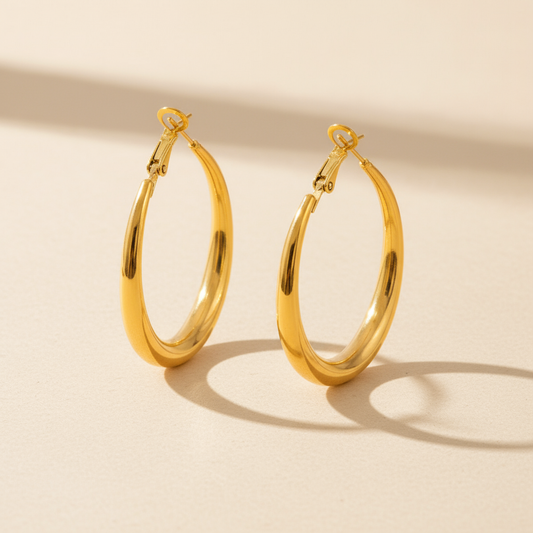 Gold Lunar -  Sleek Hoops
