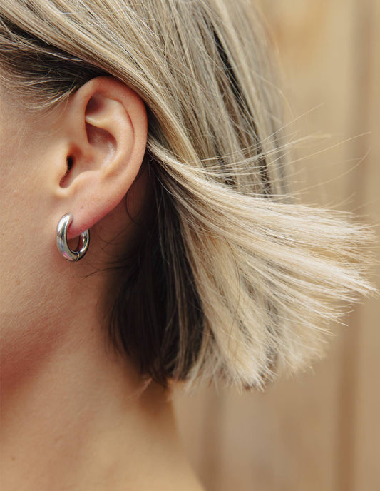 Nordic Muse - Silver Small Bold Hoop Earring