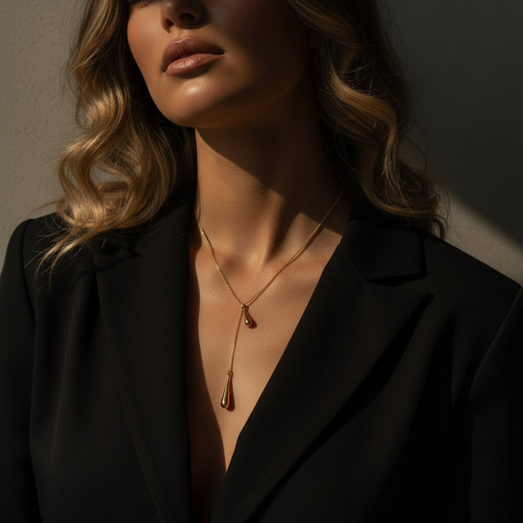 Gold Lunar -  Fine Droplet Necklace