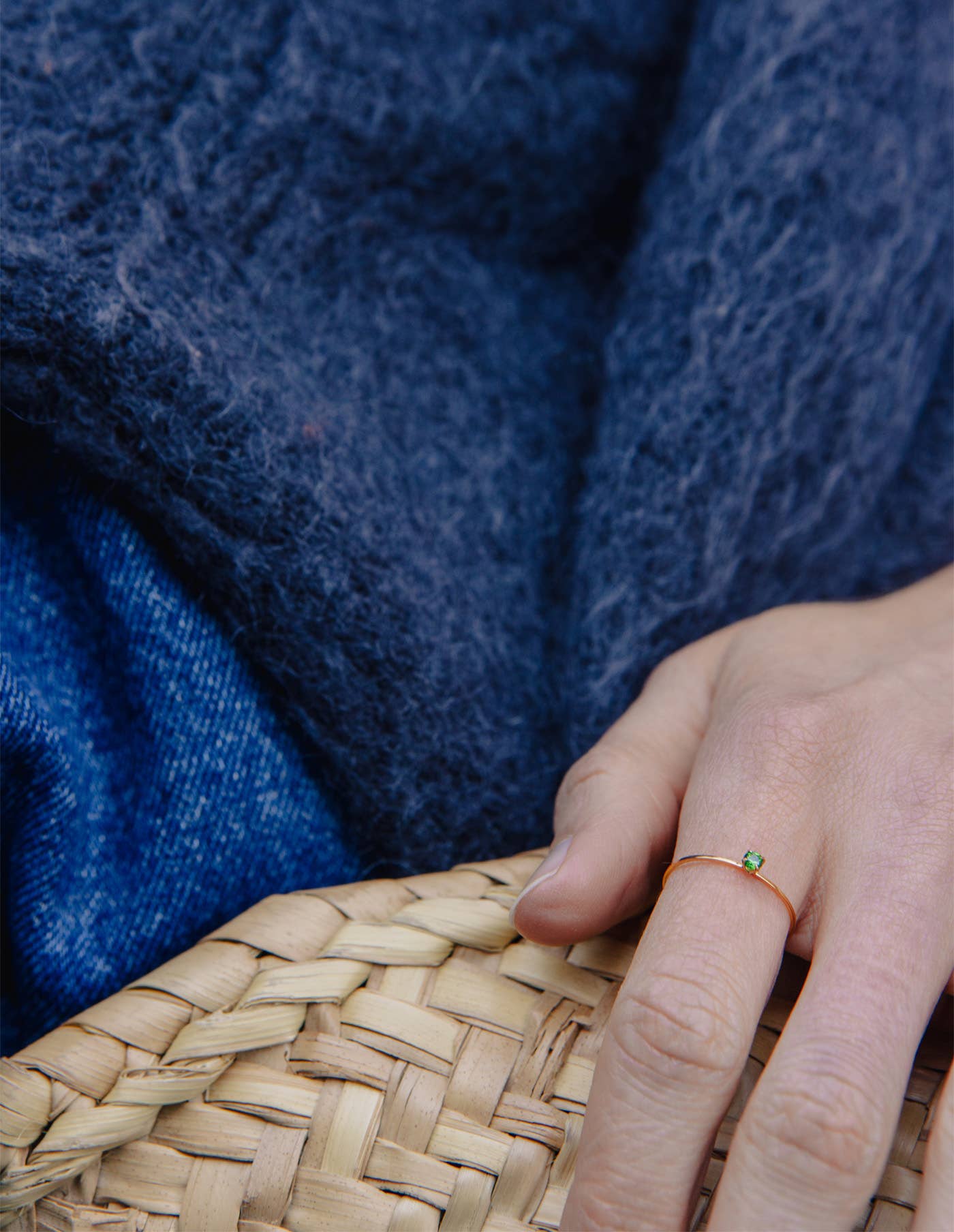 Nordic Muse - Gold Dainty Green Gemstone Ring