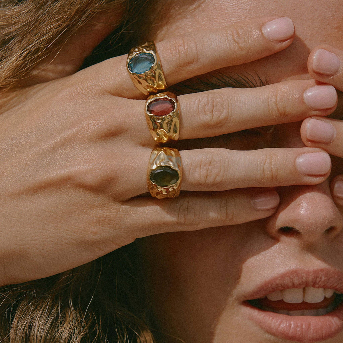 Agapée - Carmen Dark Green Ring, Gold