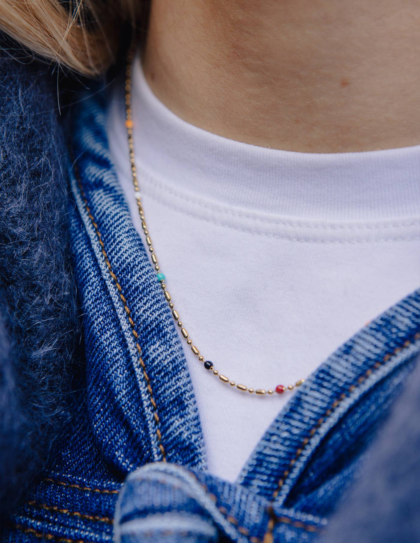 Nordic Muse - Rainbow Beaded Necklace, Gold
