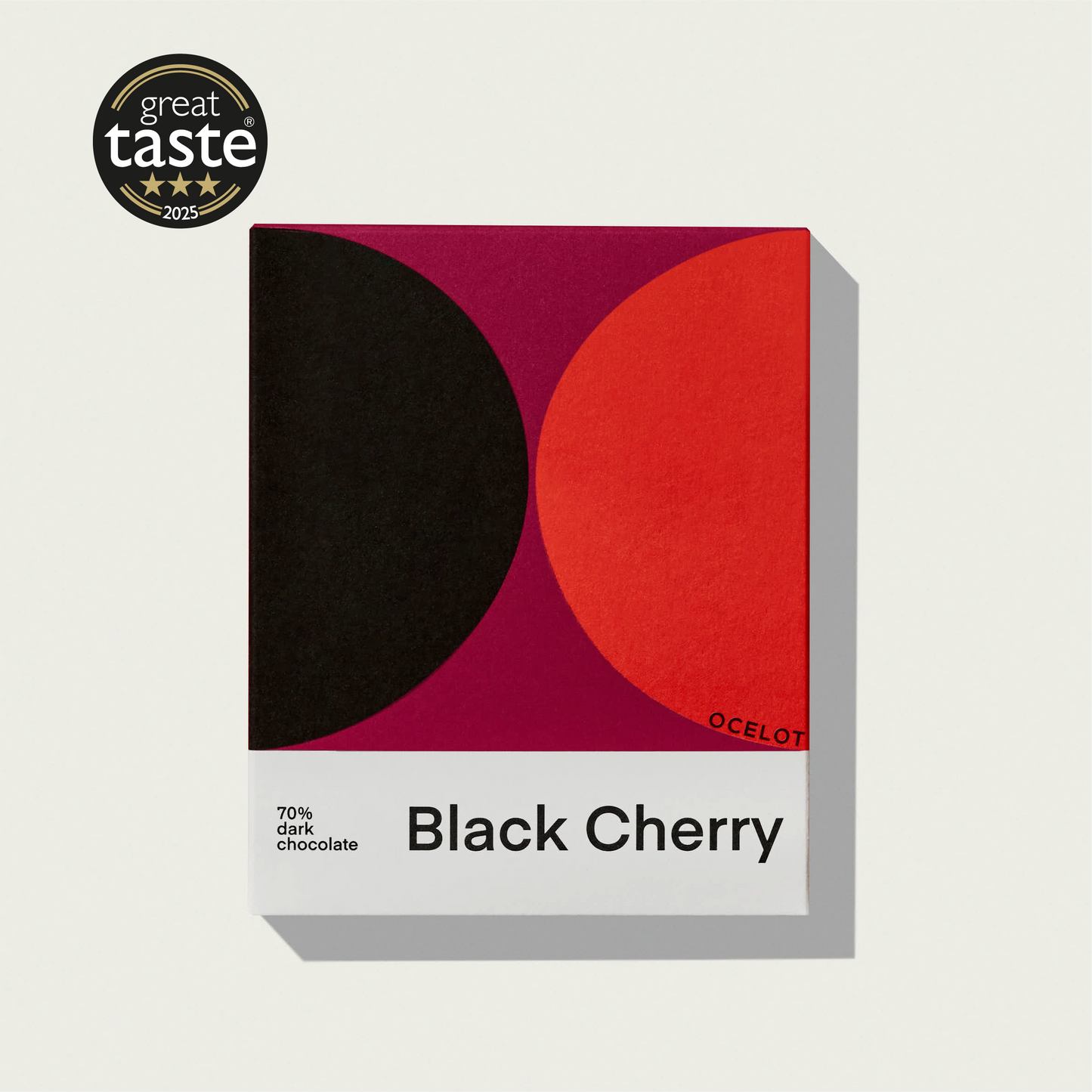 Ocelot Chocolate - Black Cherry - award winning Organic 70% dark choc bar, 70g