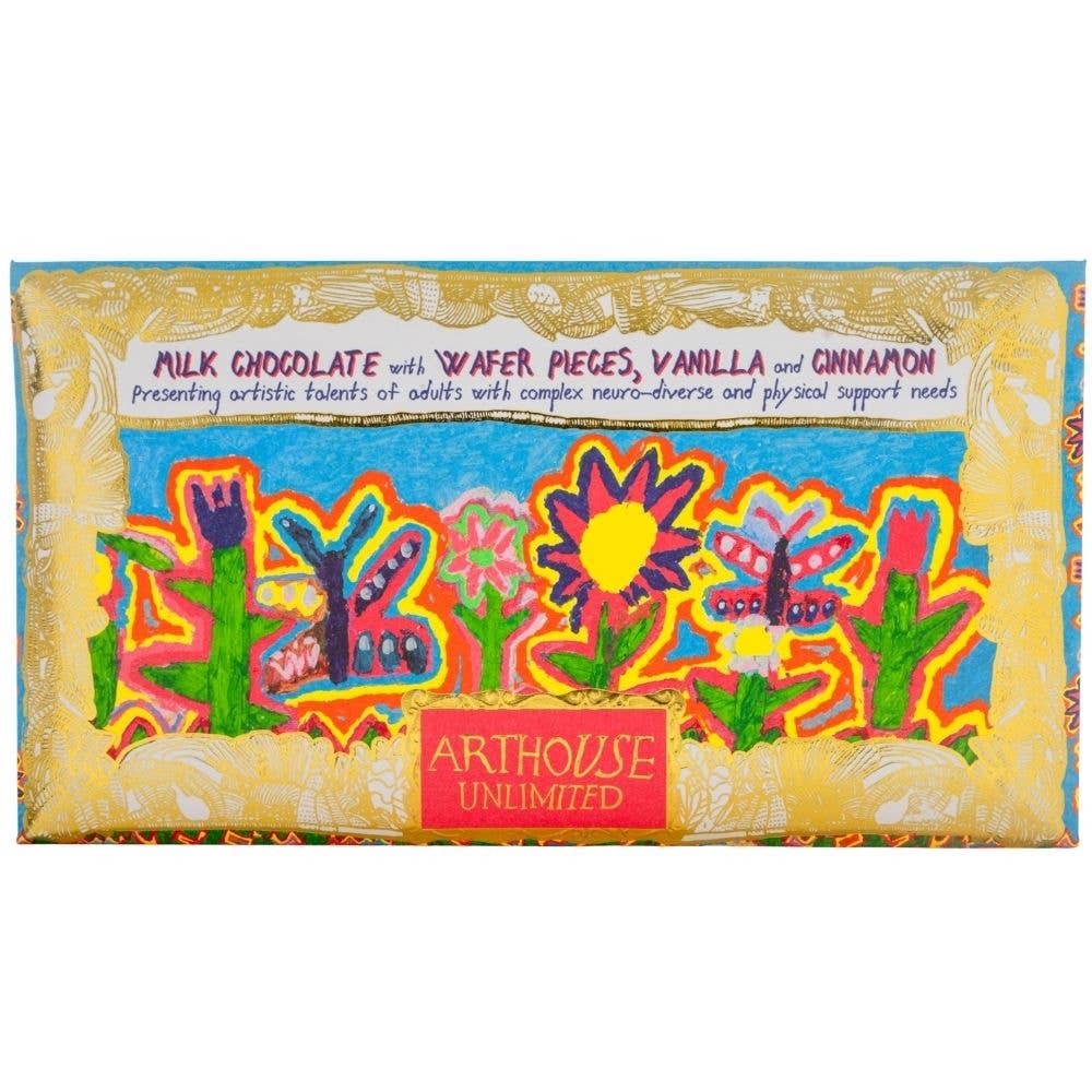 Arthouse Unlimited - Most Beautiful Garden, Milk Chocolate Bar with Wafer Pieces, Vanilla & Cinnamon