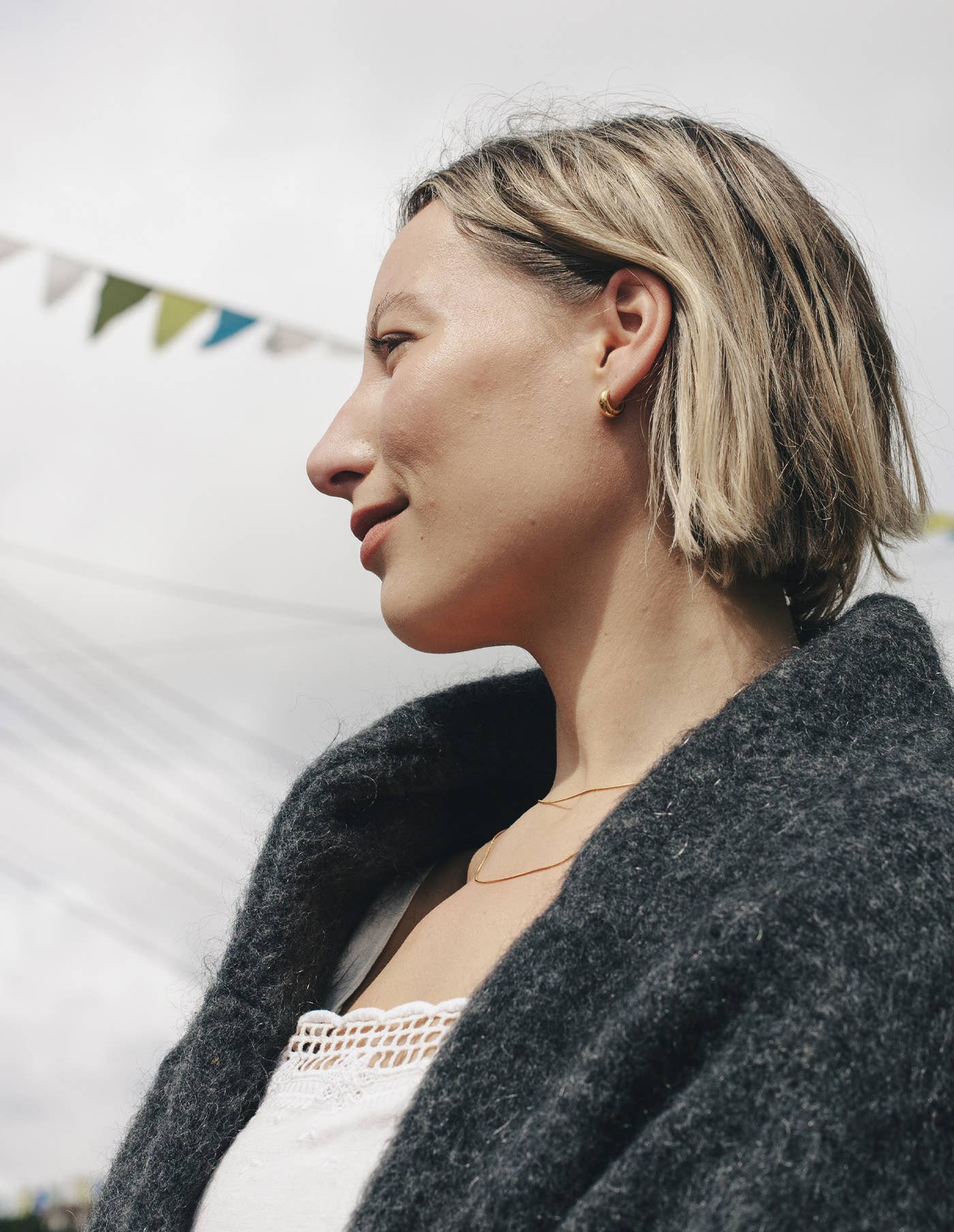 Nordic Muse - Gold Small Leverback Bold Hoop Earrings