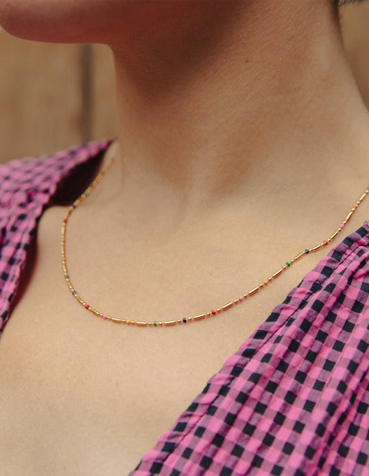 Nordic Muse - Gold Enamel Bead Necklace