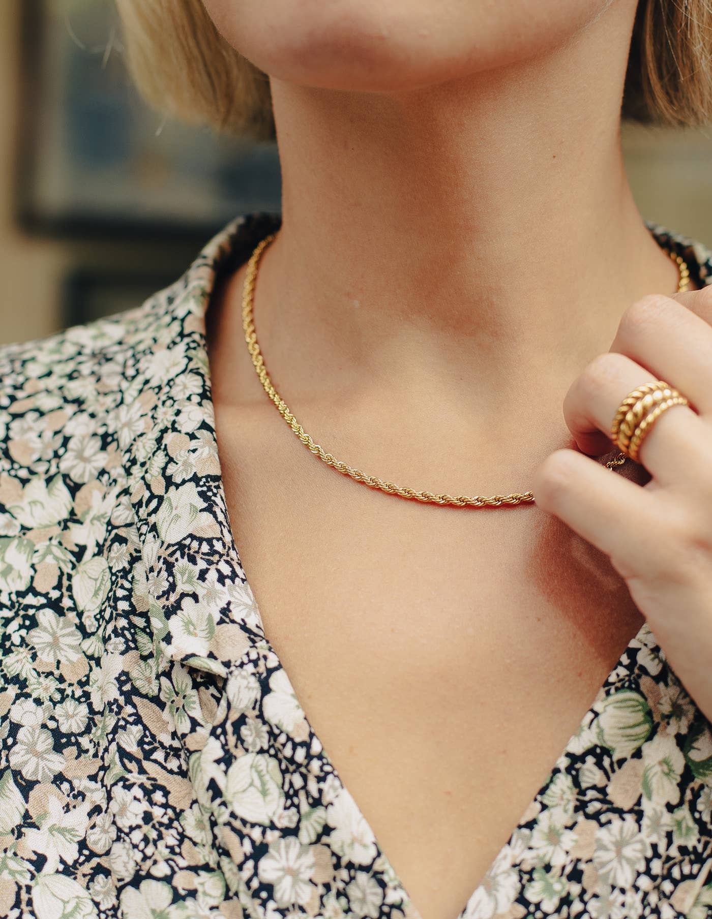 Nordic Muse - Gold Rope Twist Chain Necklace