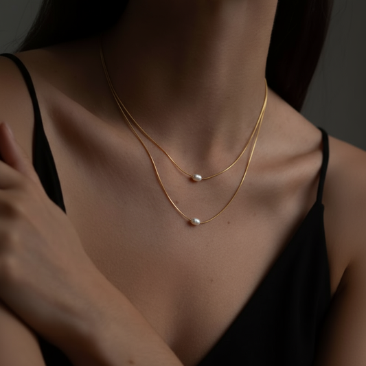 Gold Lunar - Pearl Layered Necklace