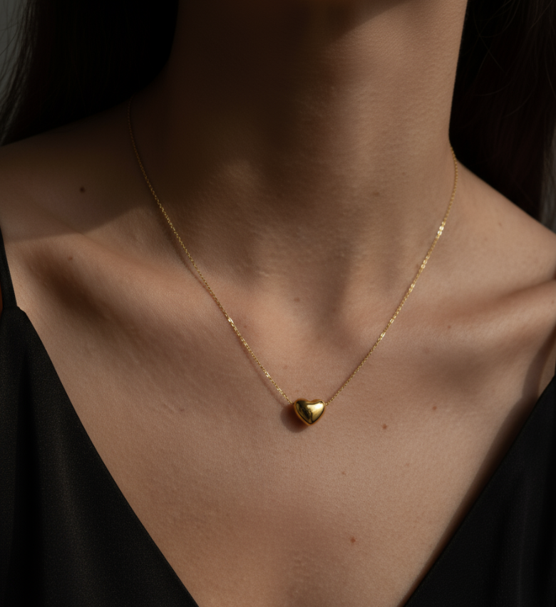 Gold Lunar - Dainty Heart Necklace