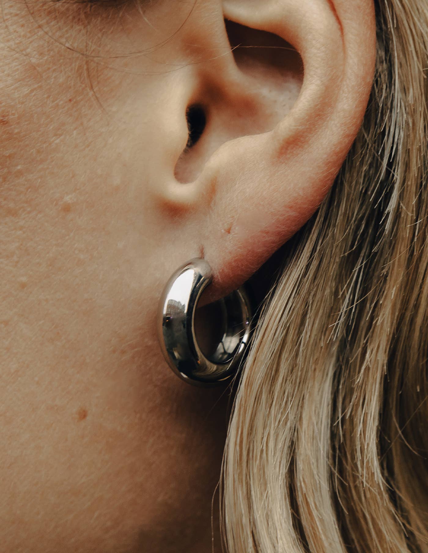 Nordic Muse - Silver Medium Leverback Bold Hoop Earrings
