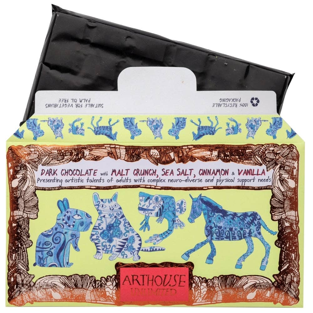 Arthouse Unlimited - Magnificent & Mighty, Dark Chocolate with Malt Crunch, Sea Salt, Cinnamon and Vanilla