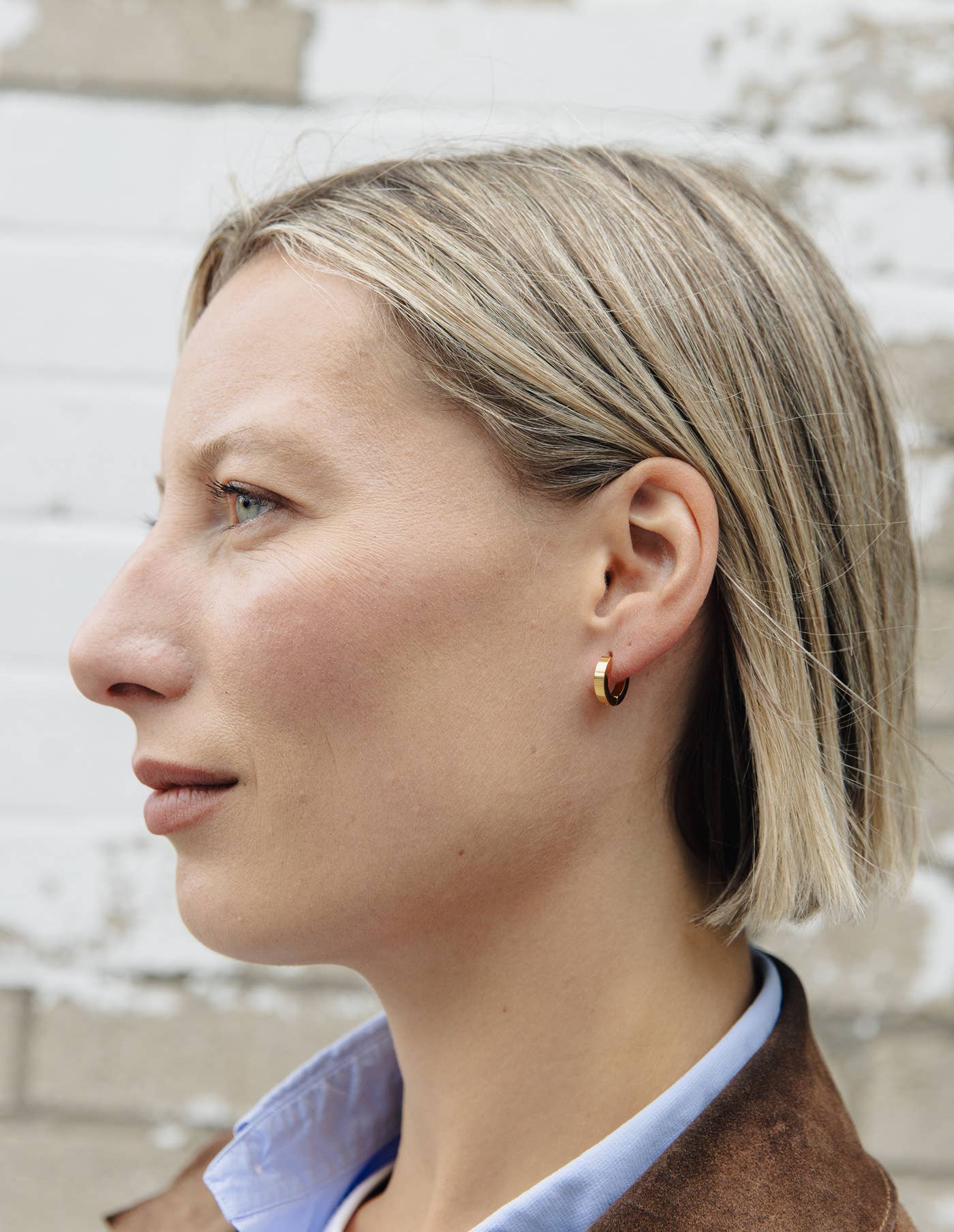 Nordic Muse - Gold Flat Huggie Earrings