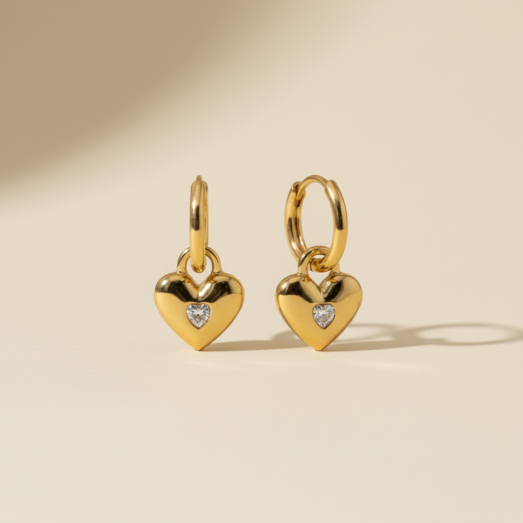 Gold Lunar - Heart Hoop Earrings