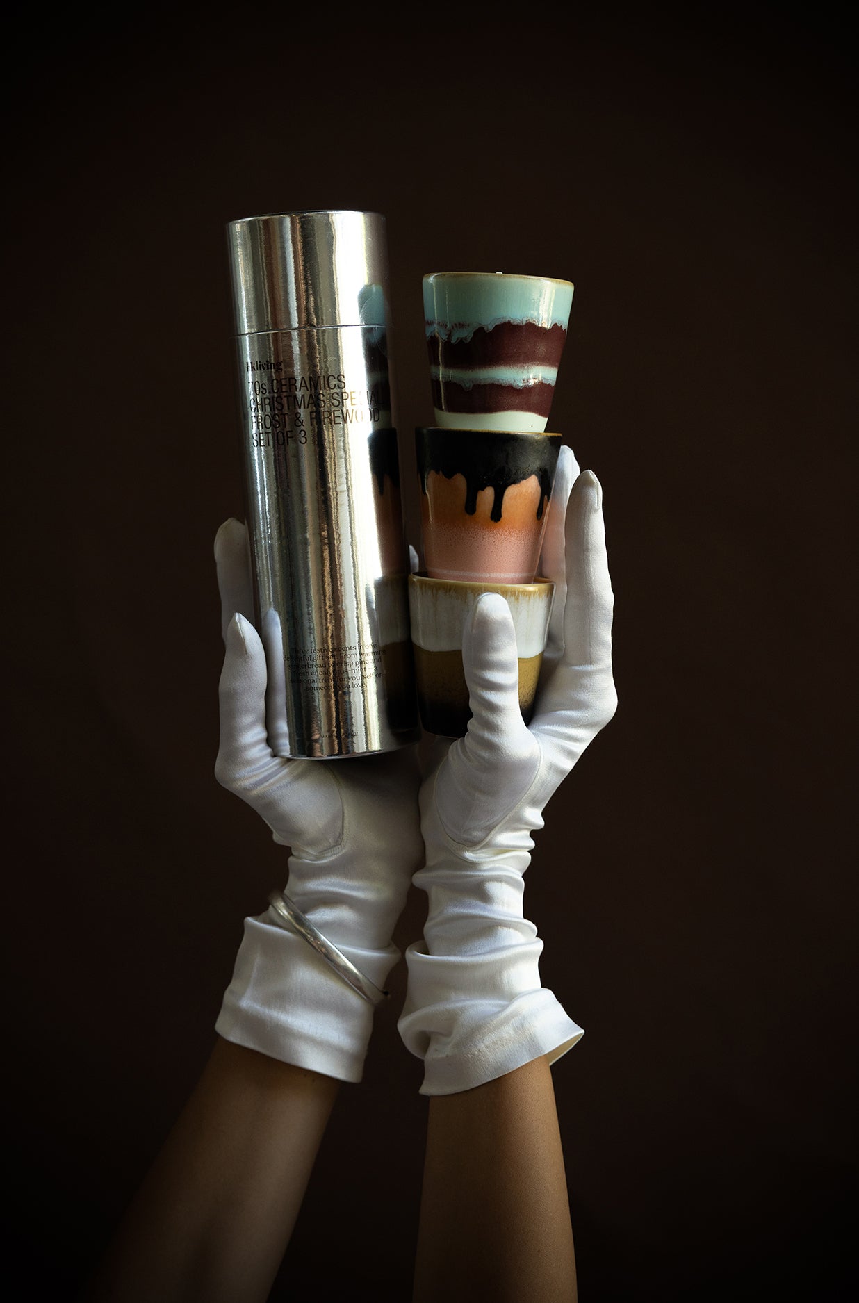 HKLIVING: 70s Ceramics: Christmas Special Candle Mini, Frost & Firewood (set of 3)