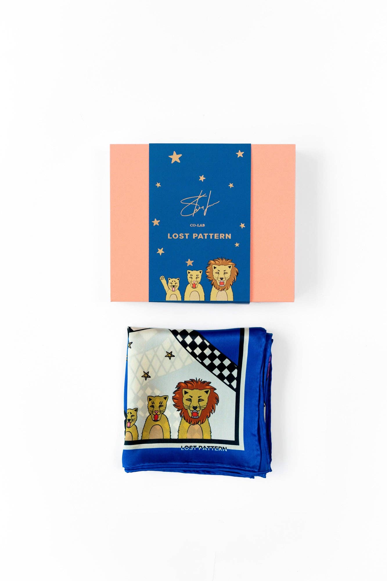 Lost Pattern NYC - Journey Silk Bandana Scarf Electric Blue