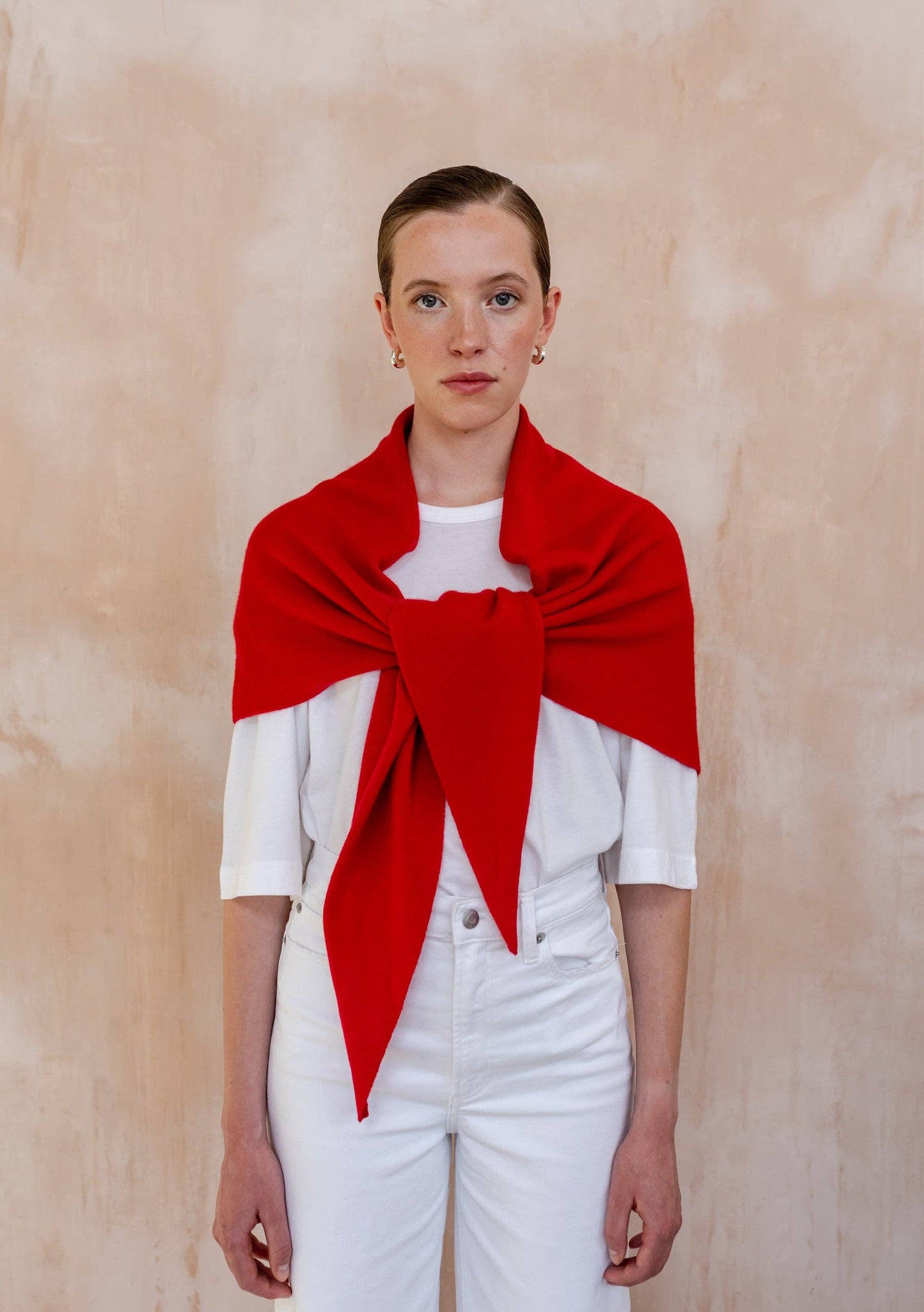 TBCo - Large Merino Triangle Scarf in Red