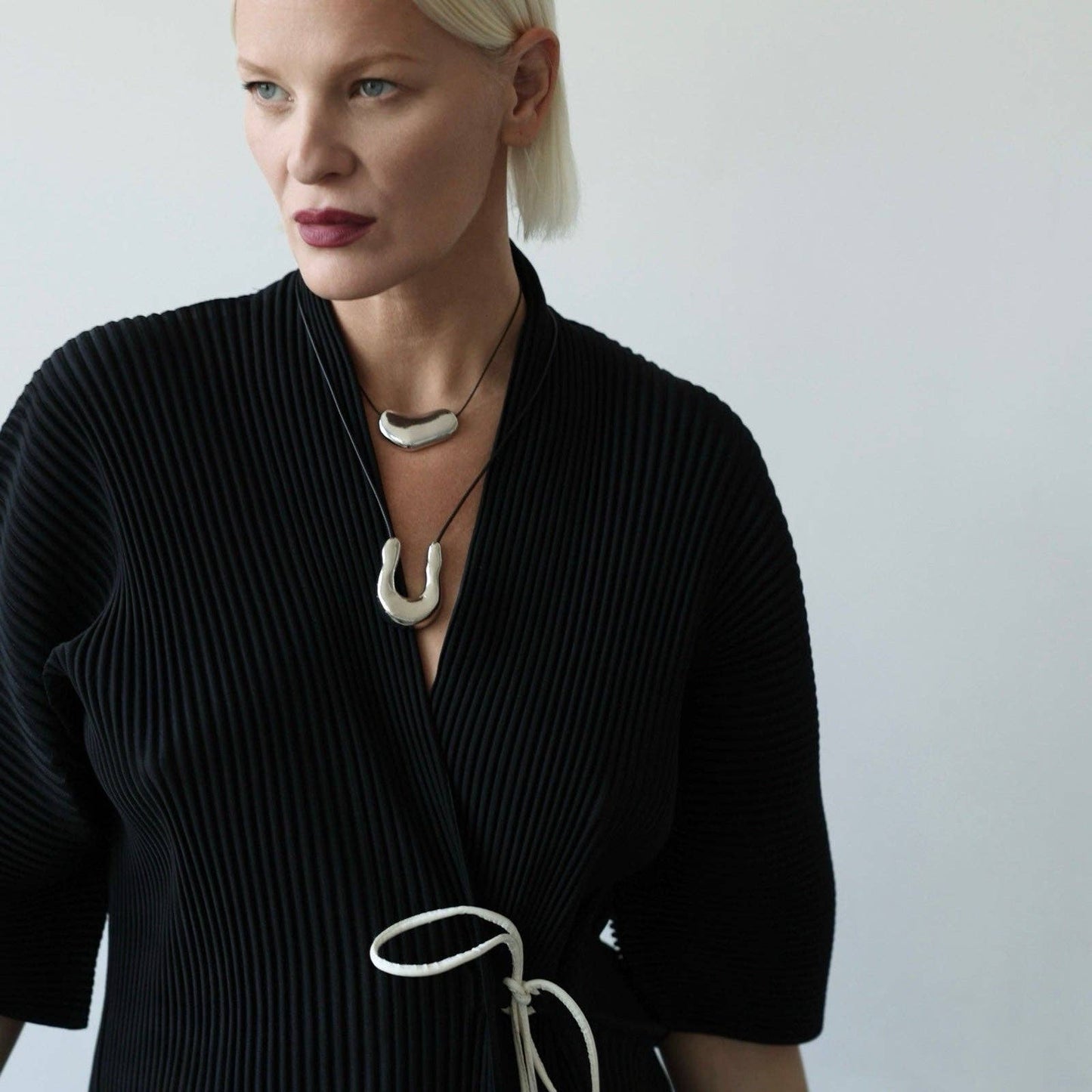 London Bespoke - Silver Bean Geometric Pendant Necklace