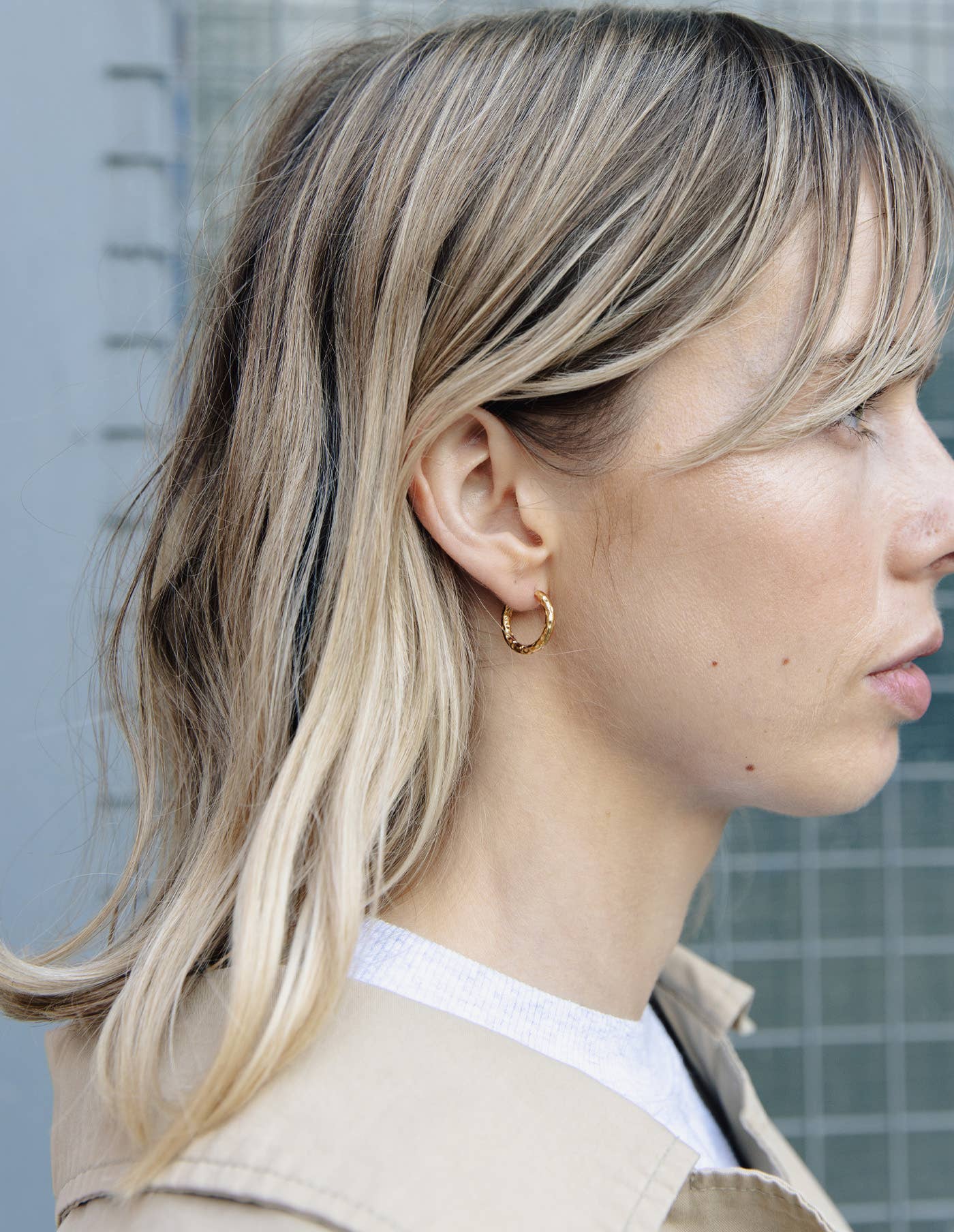 Nordic Muse - Gold Hammered Hoop Earrings