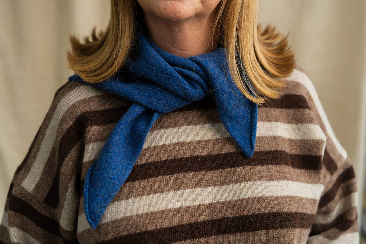 Rove Knitwear - Pointelle Neckerchief | Lapis