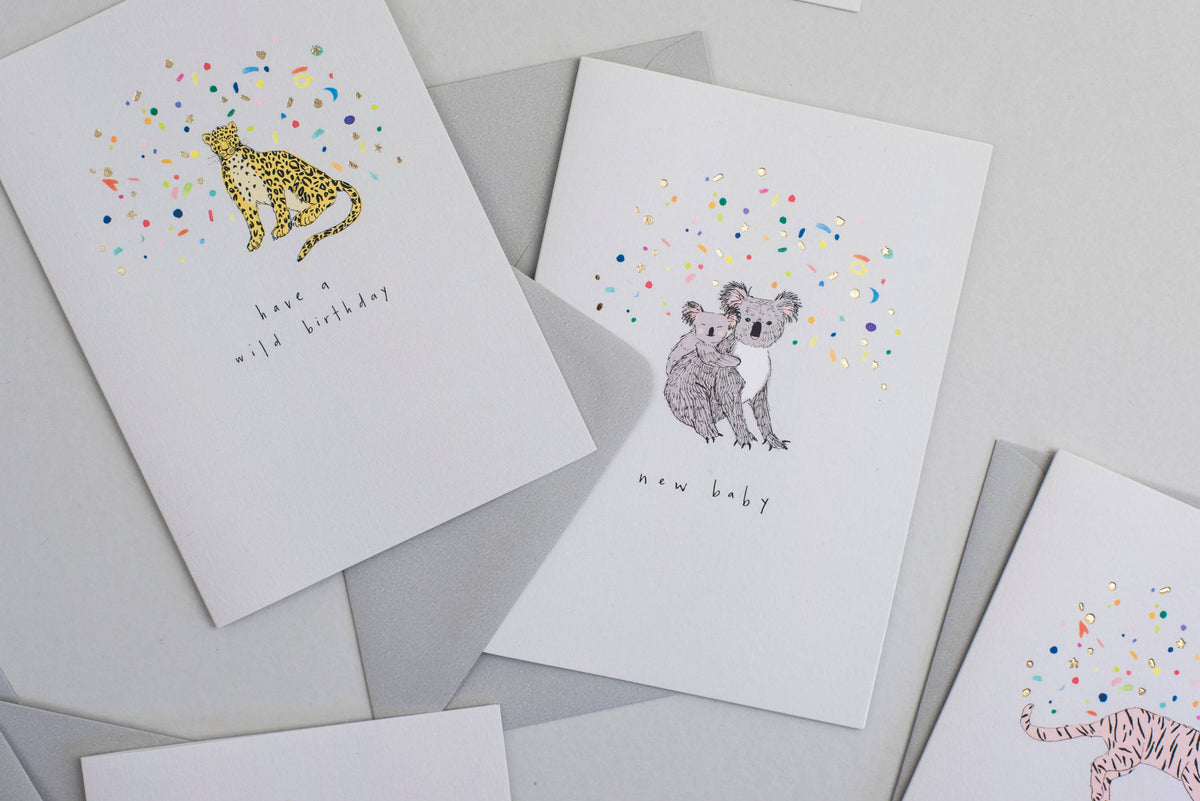 Katie Housley - Hand Finished Card, New Baby Koala