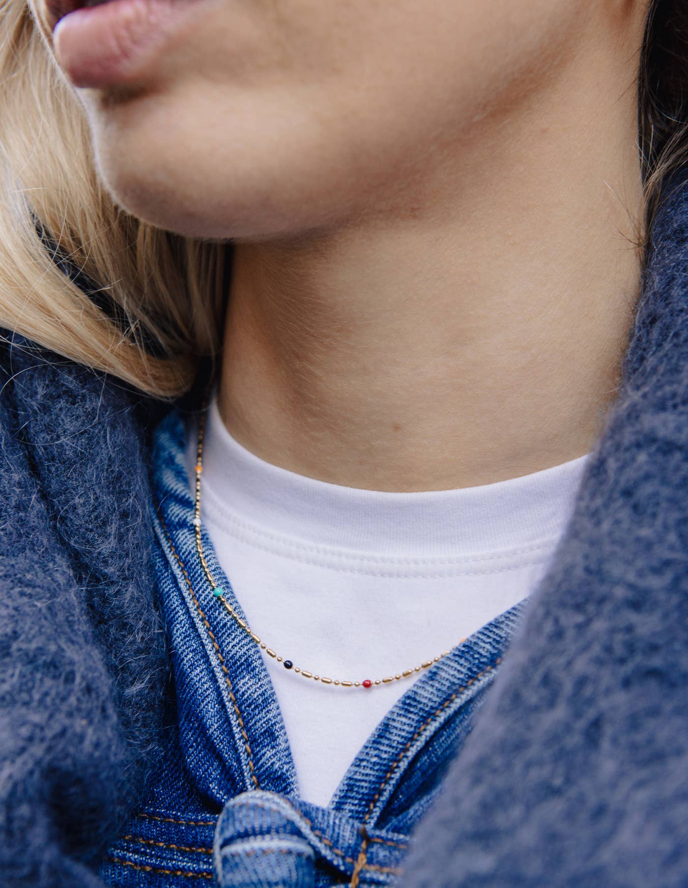 Nordic Muse - Rainbow Beaded Necklace, Gold