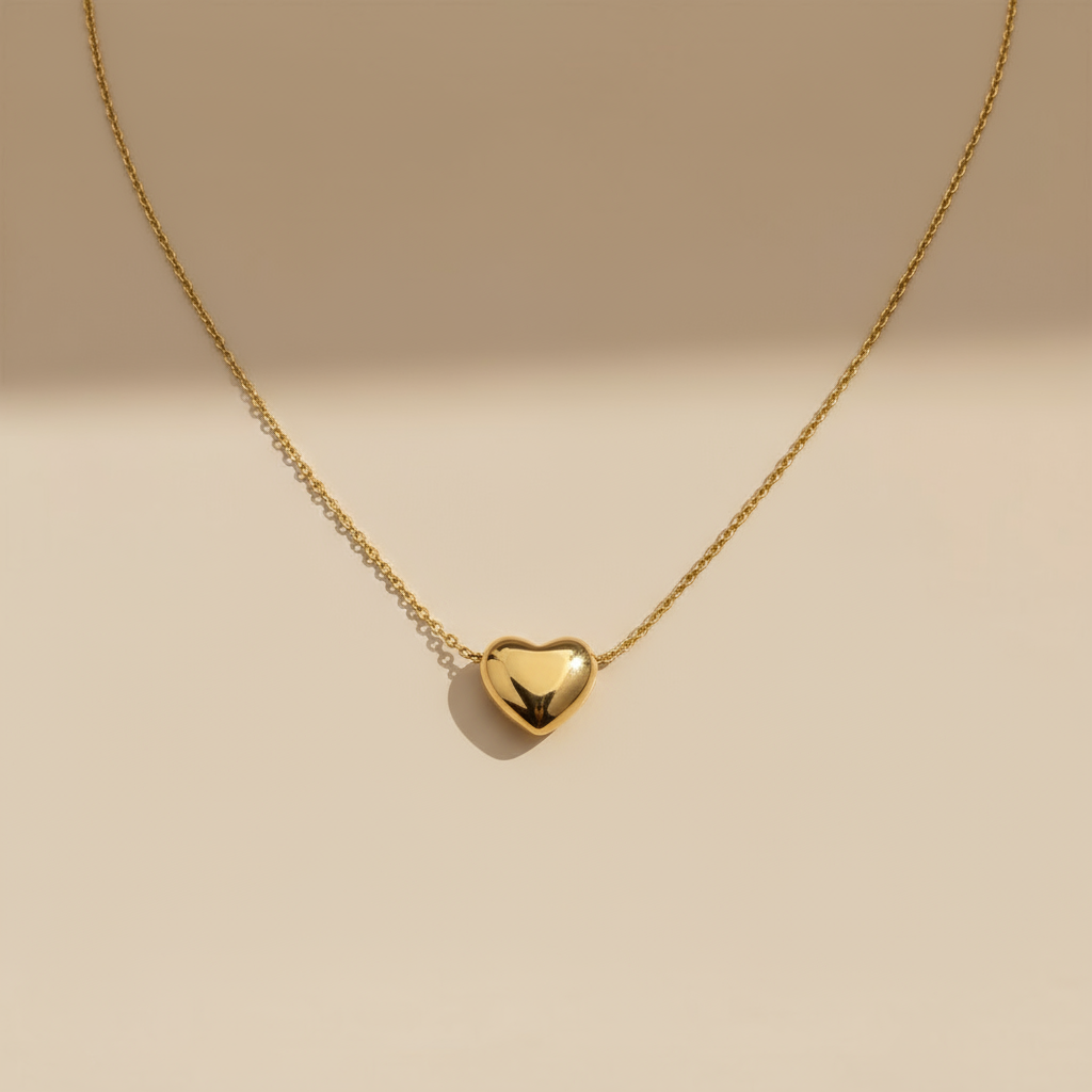 Gold Lunar - Dainty Heart Necklace