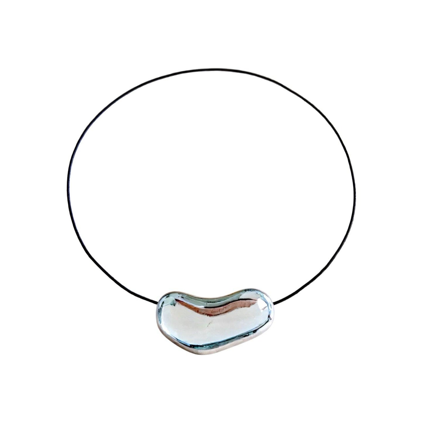 London Bespoke - Silver Bean Geometric Pendant Necklace