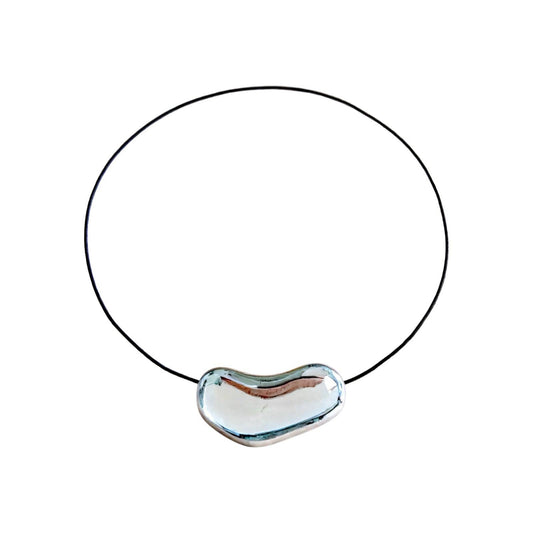 London Bespoke - Silver Bean Geometric Pendant Necklace