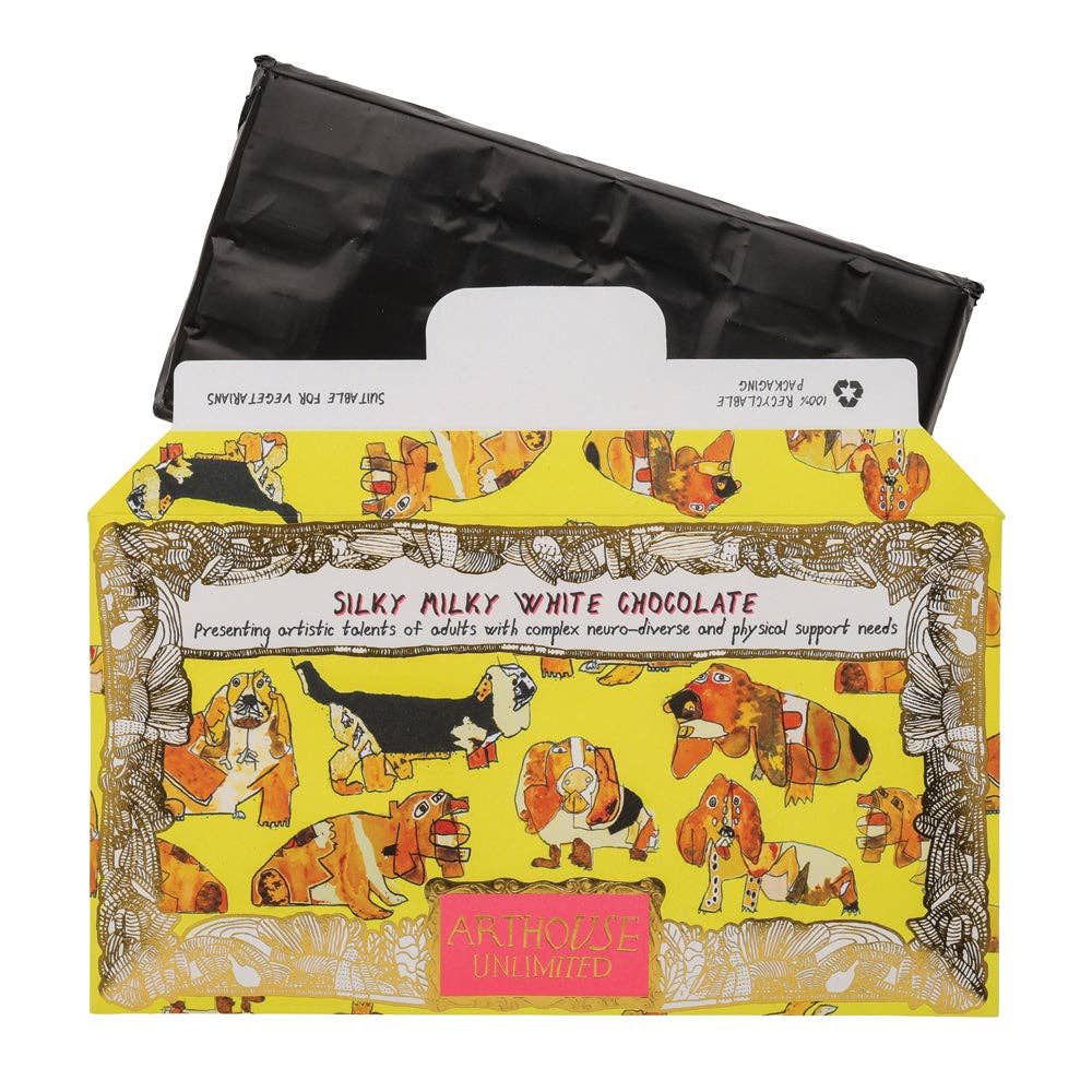 Arthouse Unlimited - Happy Hounds, Silky Milky White Bar Chocolate with Vanilla
