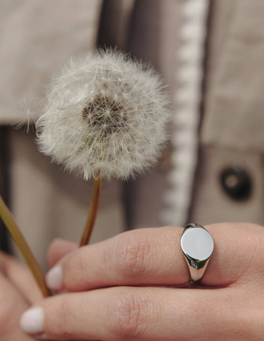 Nordic Muse - Silver Round Signet Ring