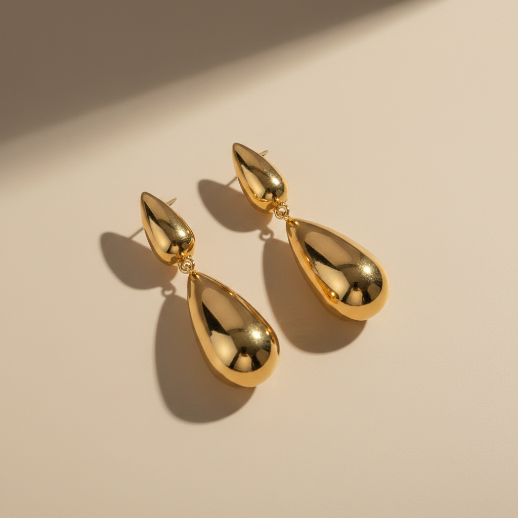 Gold Lunar - Sleek Teardrop Earrings