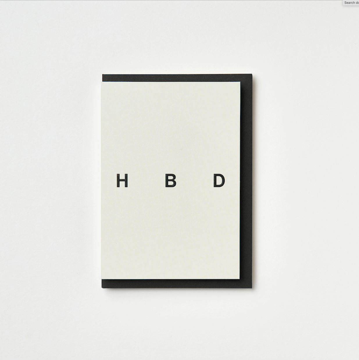 Kinshipped - ‘HBD’ Embossed Monochrome Birthday Card