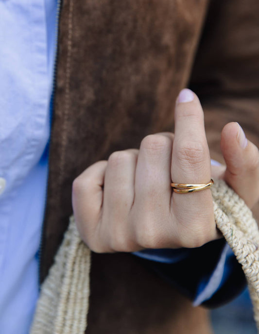 Nordic Muse - Gold Double Entwine Ring, Waterproof