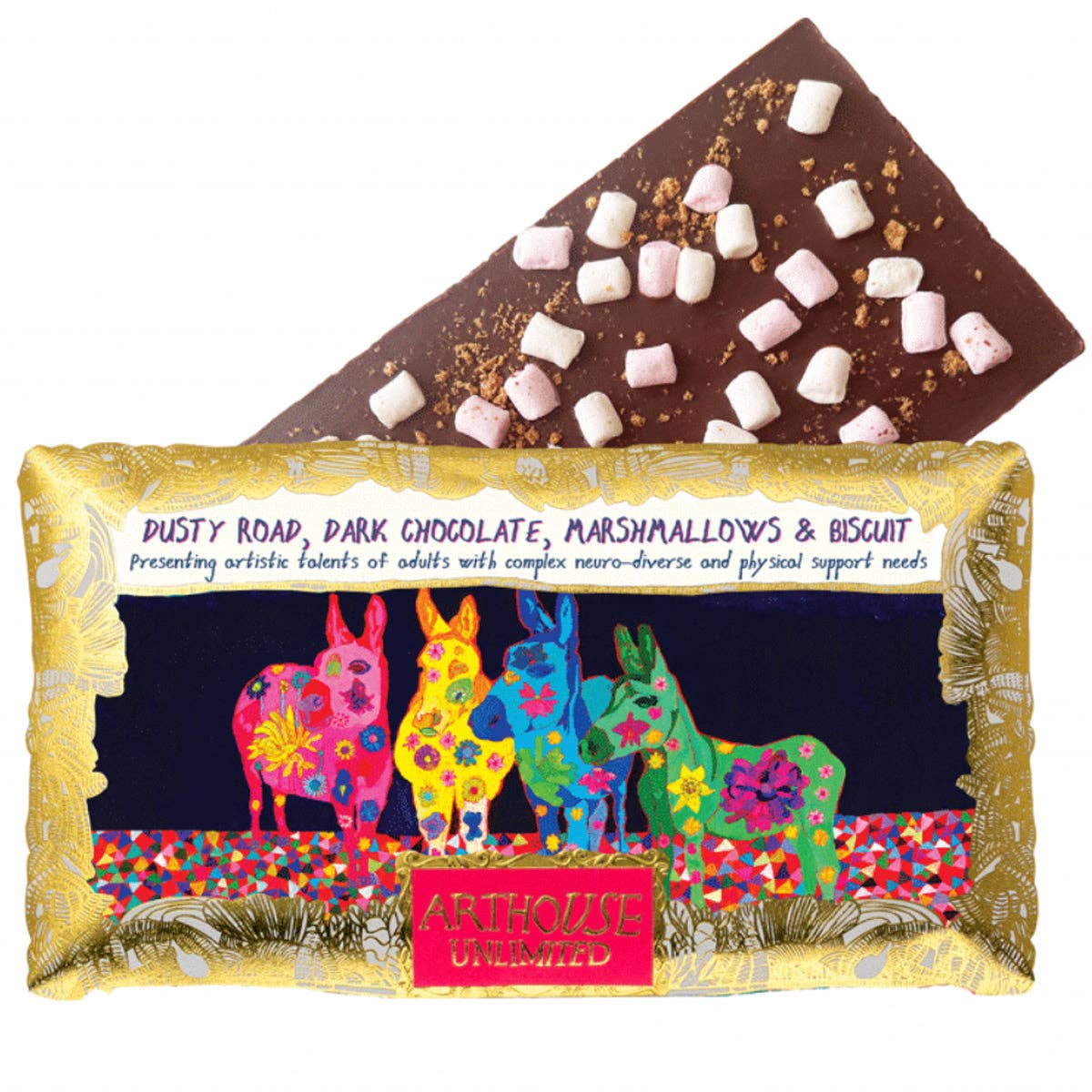 Arthouse Unlimited - Dusty Road, Silky Dark, Marshmallows & Biscuit Chocolate Bar