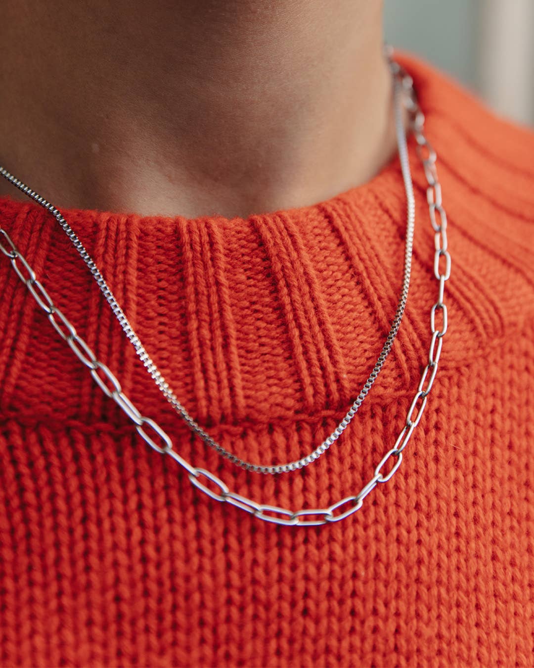 Nordic Muse - Silver Double Layer Feature Necklace, Waterproof