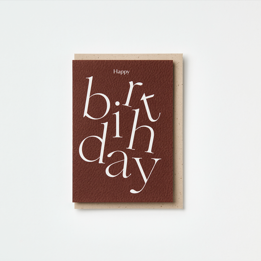 Kinshipped - Burgundy Serif Type Happy Birthday Card