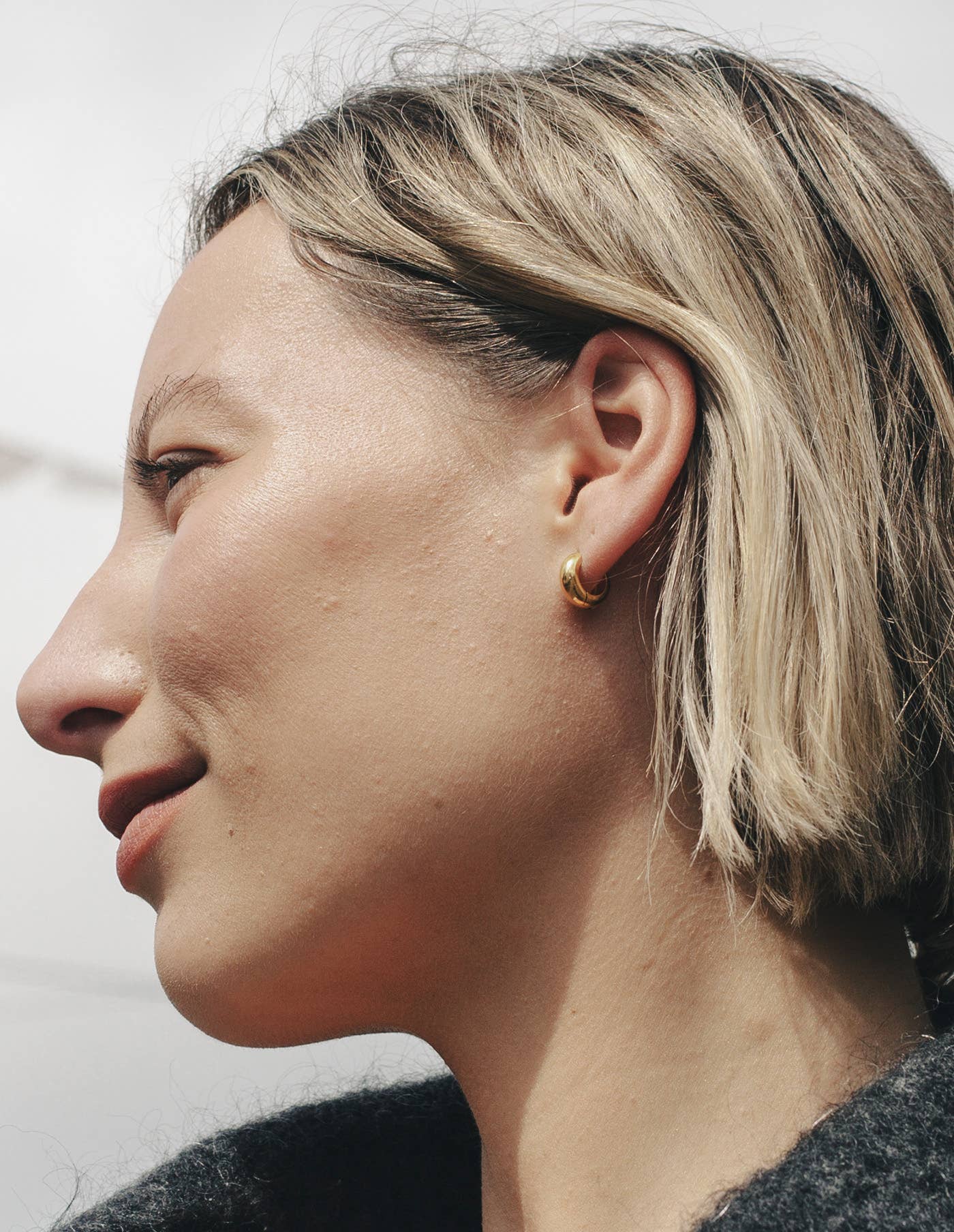 Nordic Muse - Gold Small Leverback Bold Hoop Earrings