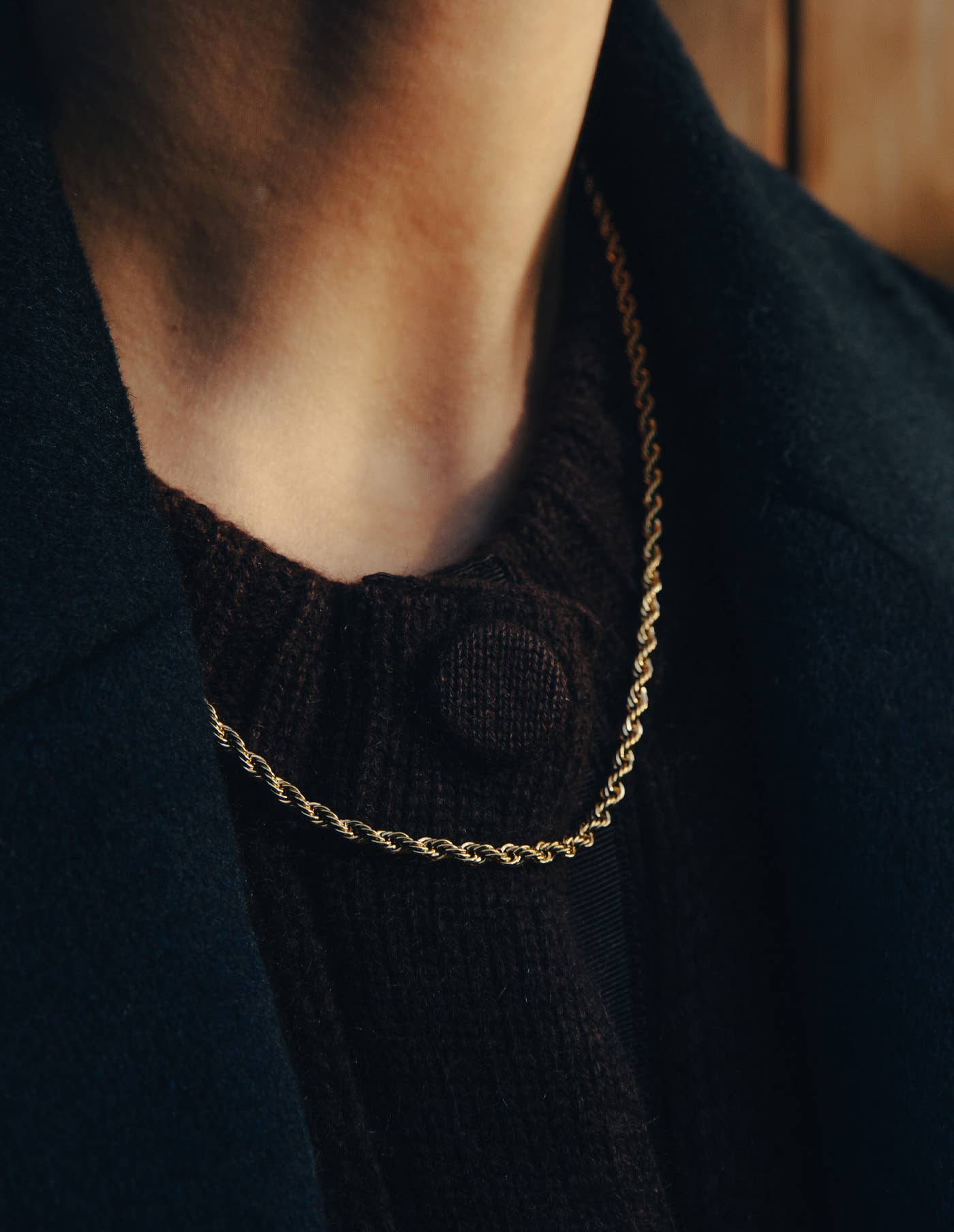 Nordic Muse - Gold Rope Twist Chain Necklace