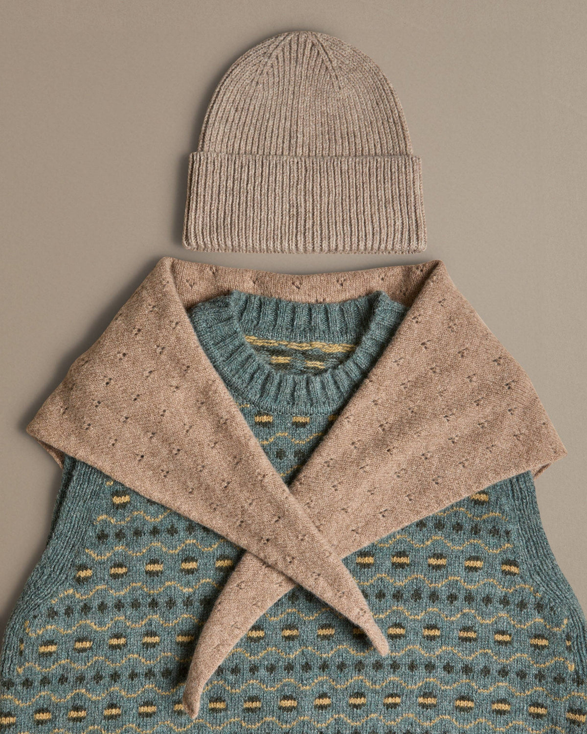 Rove Knitwear - Pointelle Neckerchief, Biscuit
