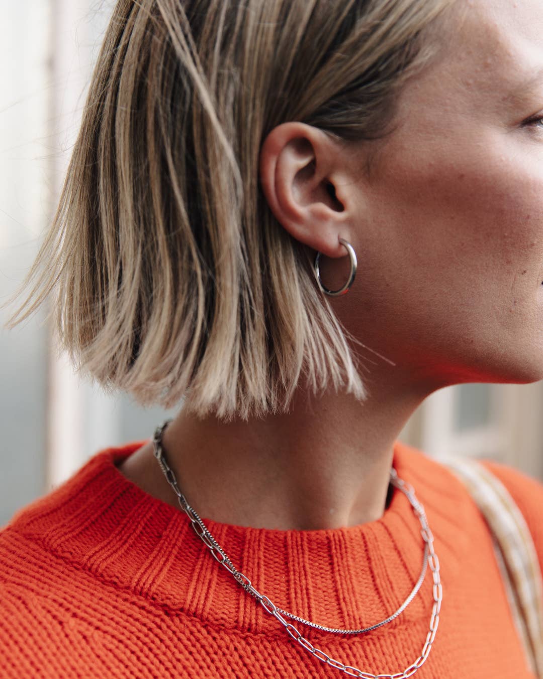 Nordic Muse - Silver Hoop Earrings - 2cm, Waterproof
