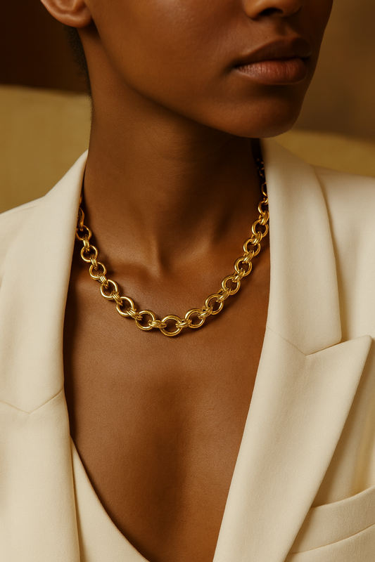 Gold Lunar -  Round Link Chain Necklace