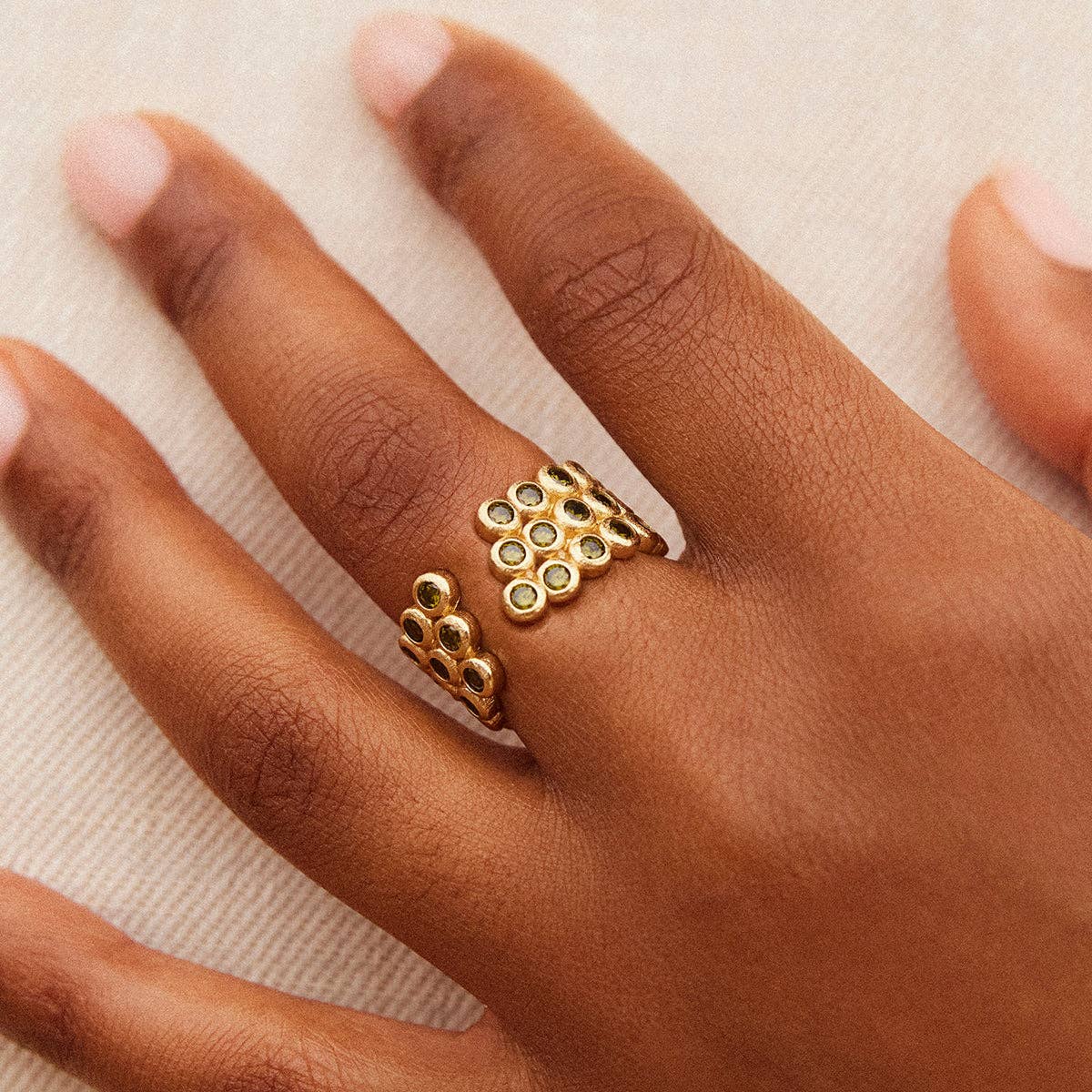 Agapée Jewelry - Amélia Trio Ring, Dark Green