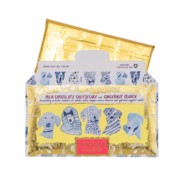 Arthouse Unlimited - Blue Dogs, Milk Chocolate Cheesecake Bar With Gingernut Crun
