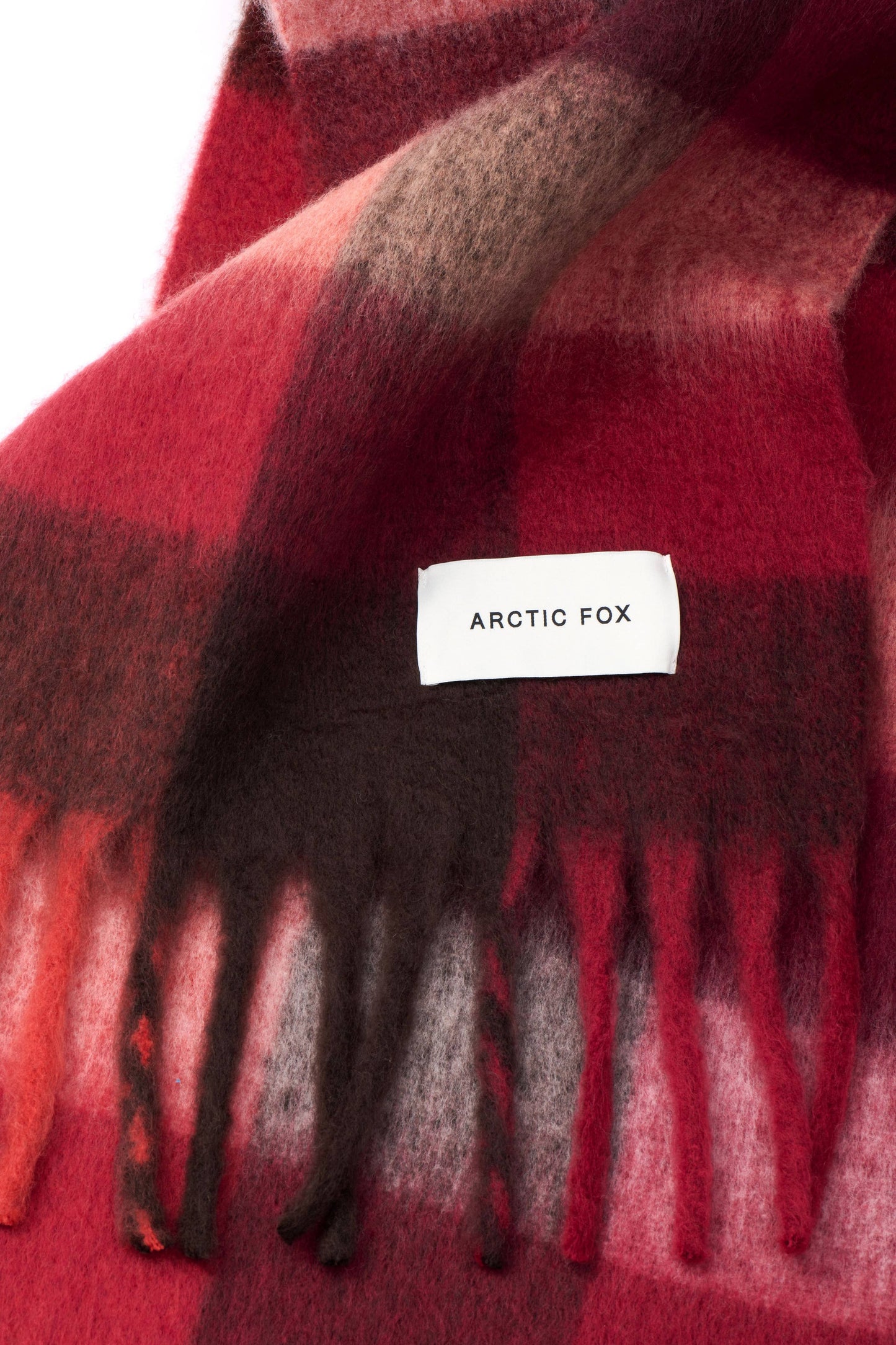 Arctic Fox & Co - The Reykjavik Scarf - 100% Recycled - Burgundy check - AW25