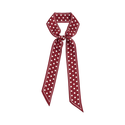 Lost Pattern NYC - Retro Polka Silk Skinny Scarf, Burgundy
